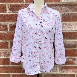 Jane and Delancey Women’s Bird Print Button Up Shirt Size S